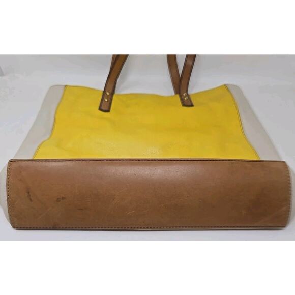 Fossil Zoey Yellow Beige Brown Leather Shopper Shoulder Hand Bag Purse U299 - Picture 4 of 10